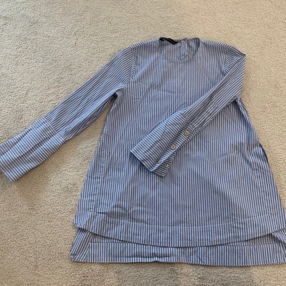SOLD：blue and white striped Zara top, XS - Picture 3 of 6